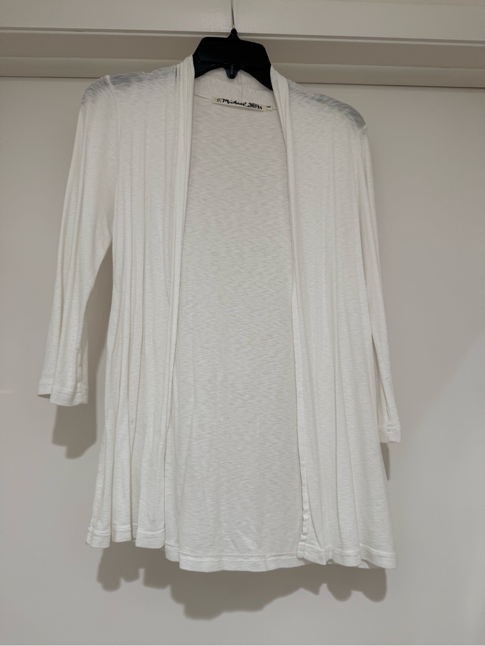 Michael Stars White Open Front Draped Cardigan